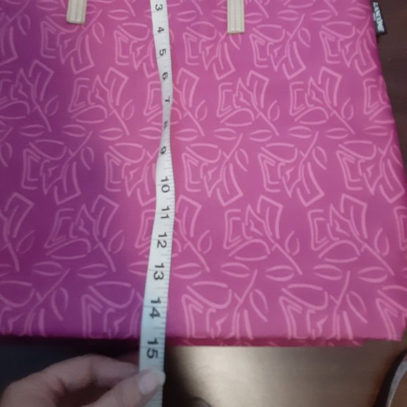 Lancome Fushia Pink Gold 2 Strap Shopper Tote Bag 17" x 15" - Picture 6 of 11